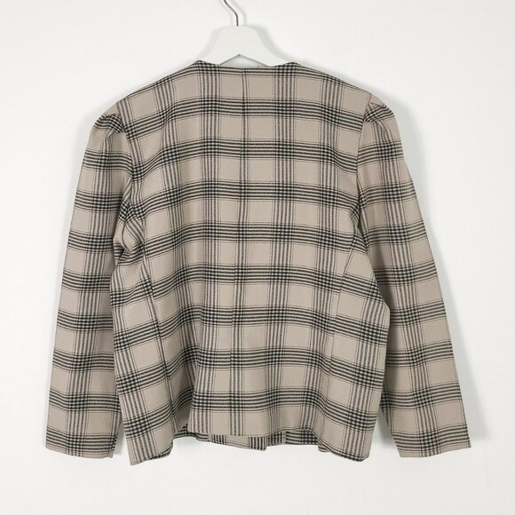 Vintage Tan Plaid Double Breasted Vintage Top Made in USA - Picture 7 of 7